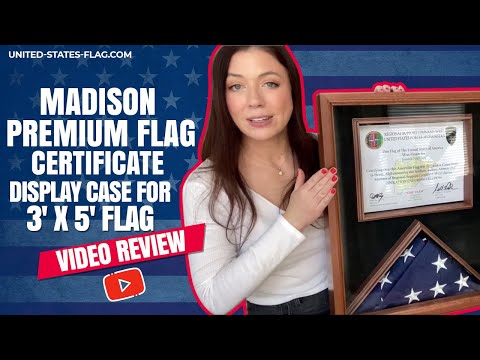 Madison Premium Flag and Certificate Display Case for 3' x 5' Flag - Cherry Finish