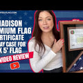 Madison Premium Flag and Certificate Display Case for 3' x 5' Flag - Cherry Finish