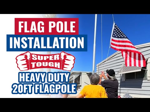 Super Tough Heavy Duty 20ft Residential flagpole with US Made Nylon Flag