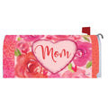 Mailbox cover with pink heart and 'Mom' text on a floral background