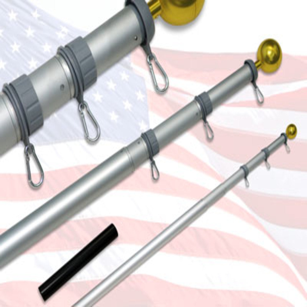 Super Tough 20ft Aluminum Telescoping Residential Flagpole - Rust Proof