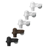Five inline single revolving trucks for flagpoles in different finishes including silver, white, bronze, and black