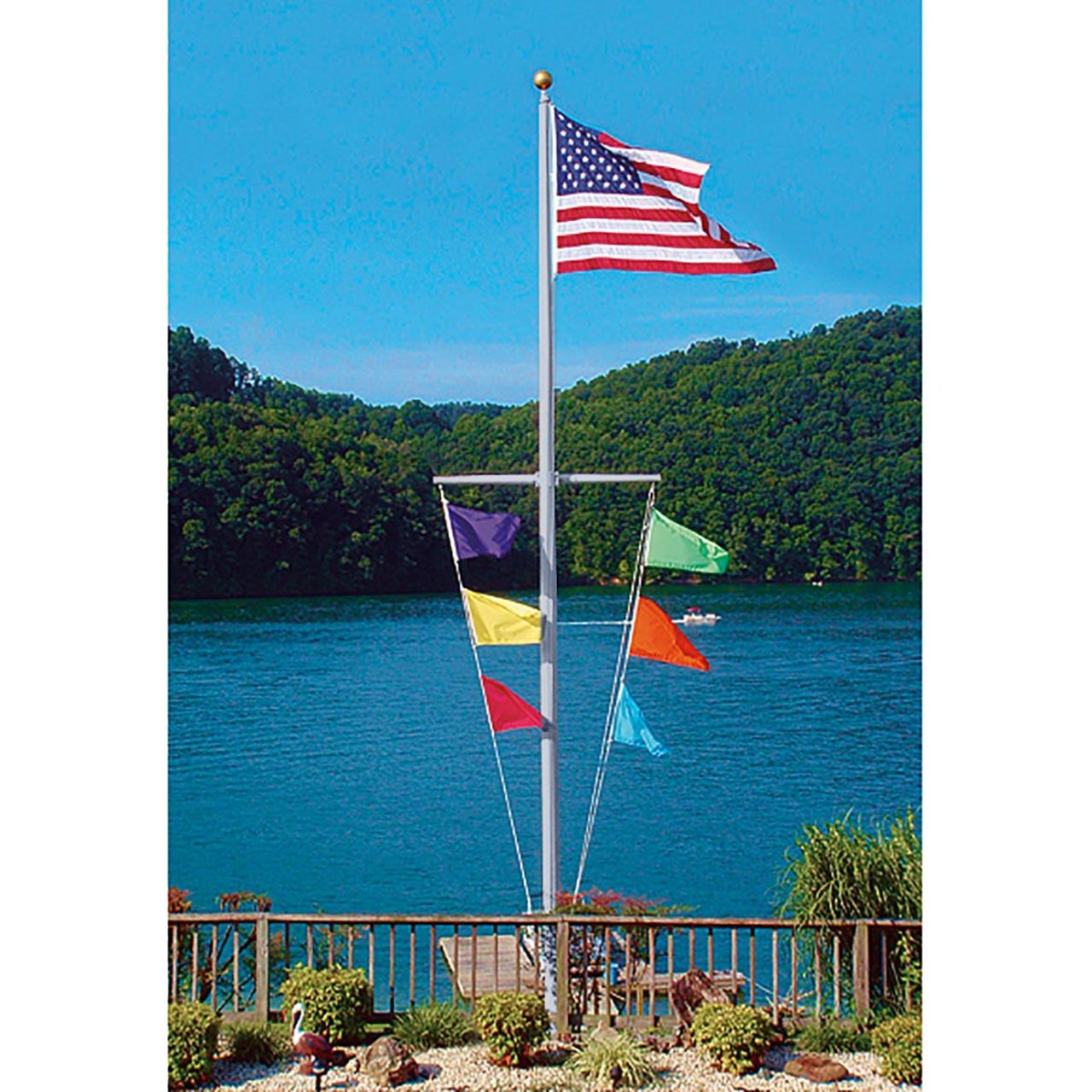 Nautical Single Mast Series 25ft Commercial Flagpole - .125in Wall Thickness - 5in Butt Diameter