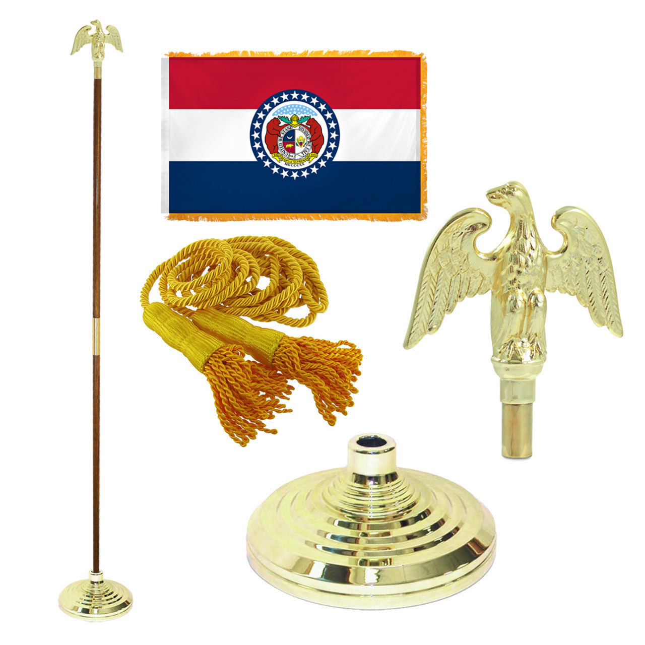 Super Tough Indoor Flagpole Kit with Nylon 3' x 5' Missouri Flag