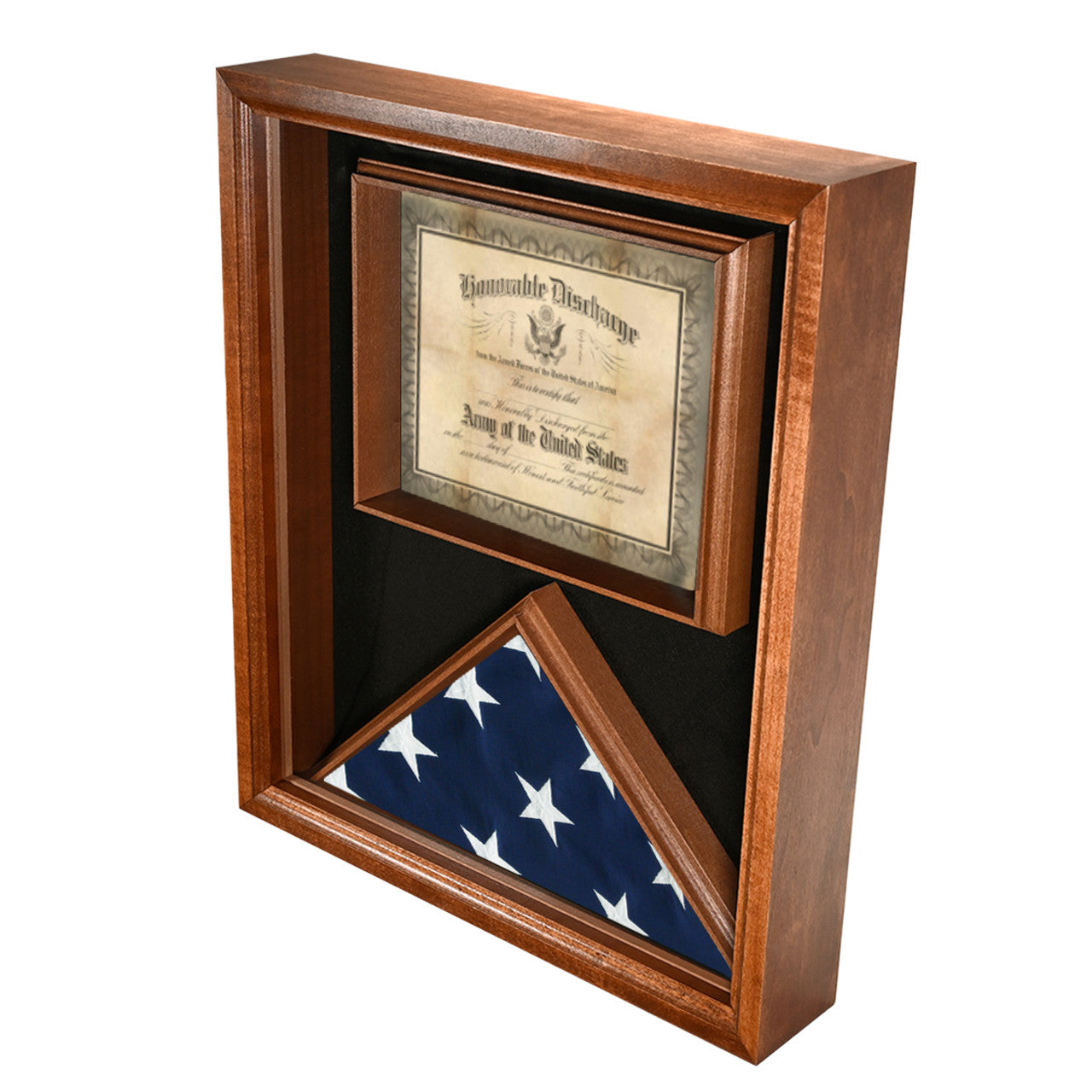 Madison Premium Flag and Certificate Display Case for 3' x 5' Flag - Cherry Finish