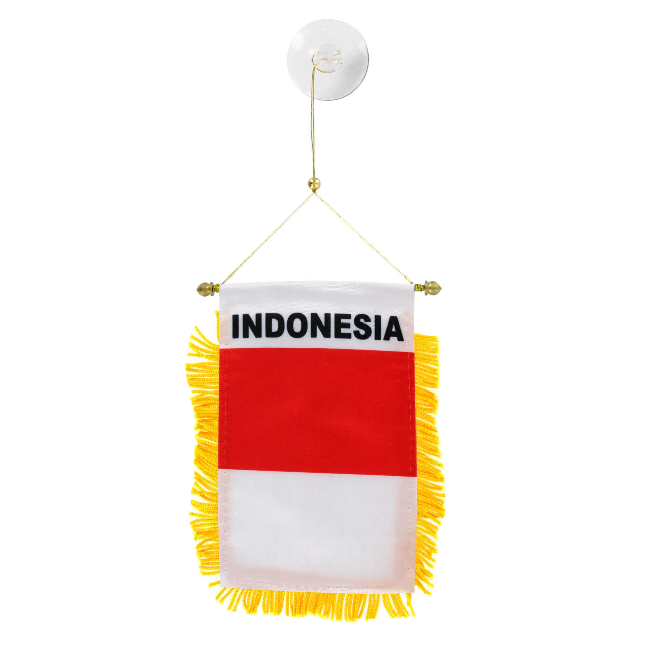 Small flag of Indonesia with yellow fringe on a white background