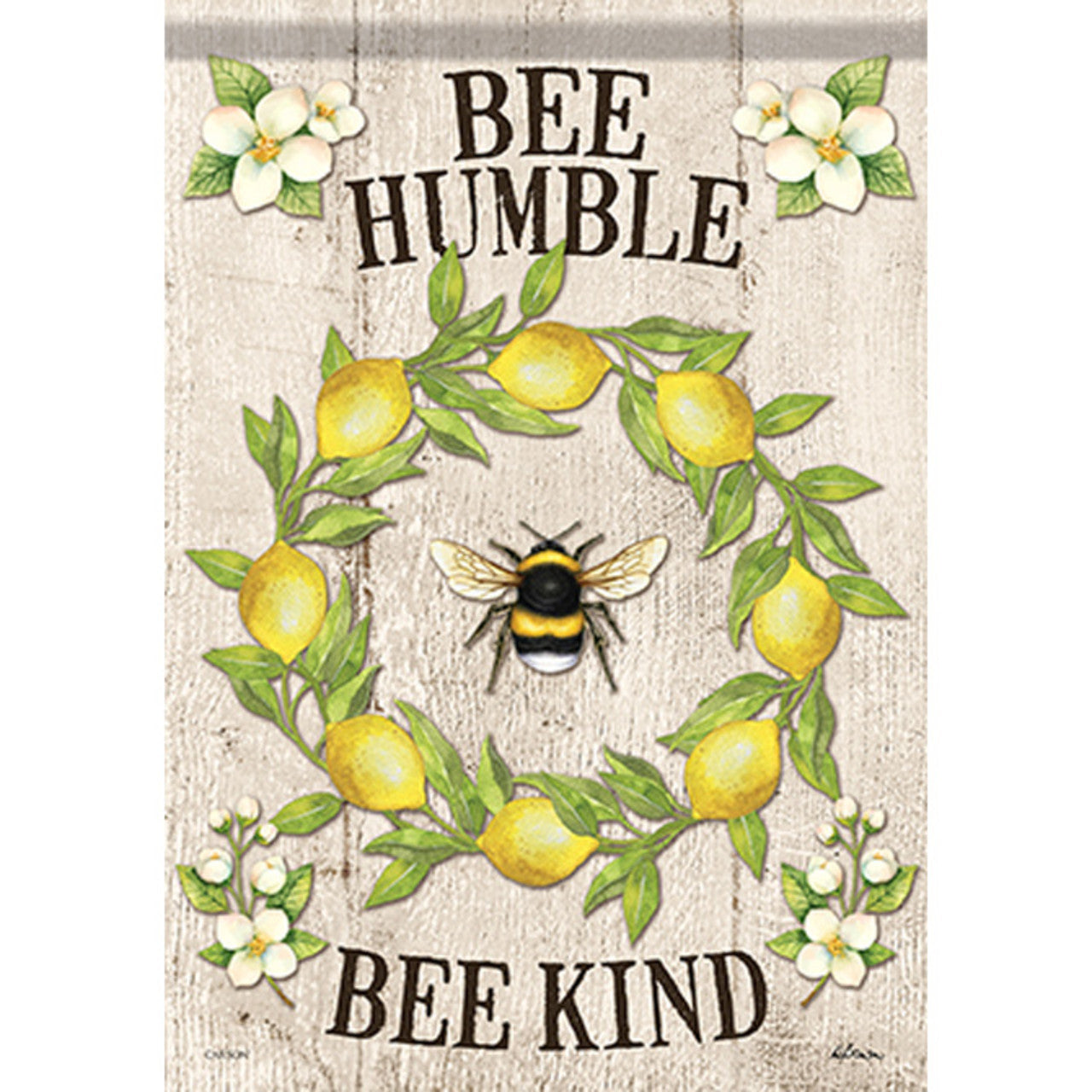 Carson Summer Garden Flag - Bee Lemon Wreath - 12.5in x 18in