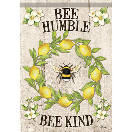 Carson Summer Garden Flag - Bee Lemon Wreath - 12.5in x 18in