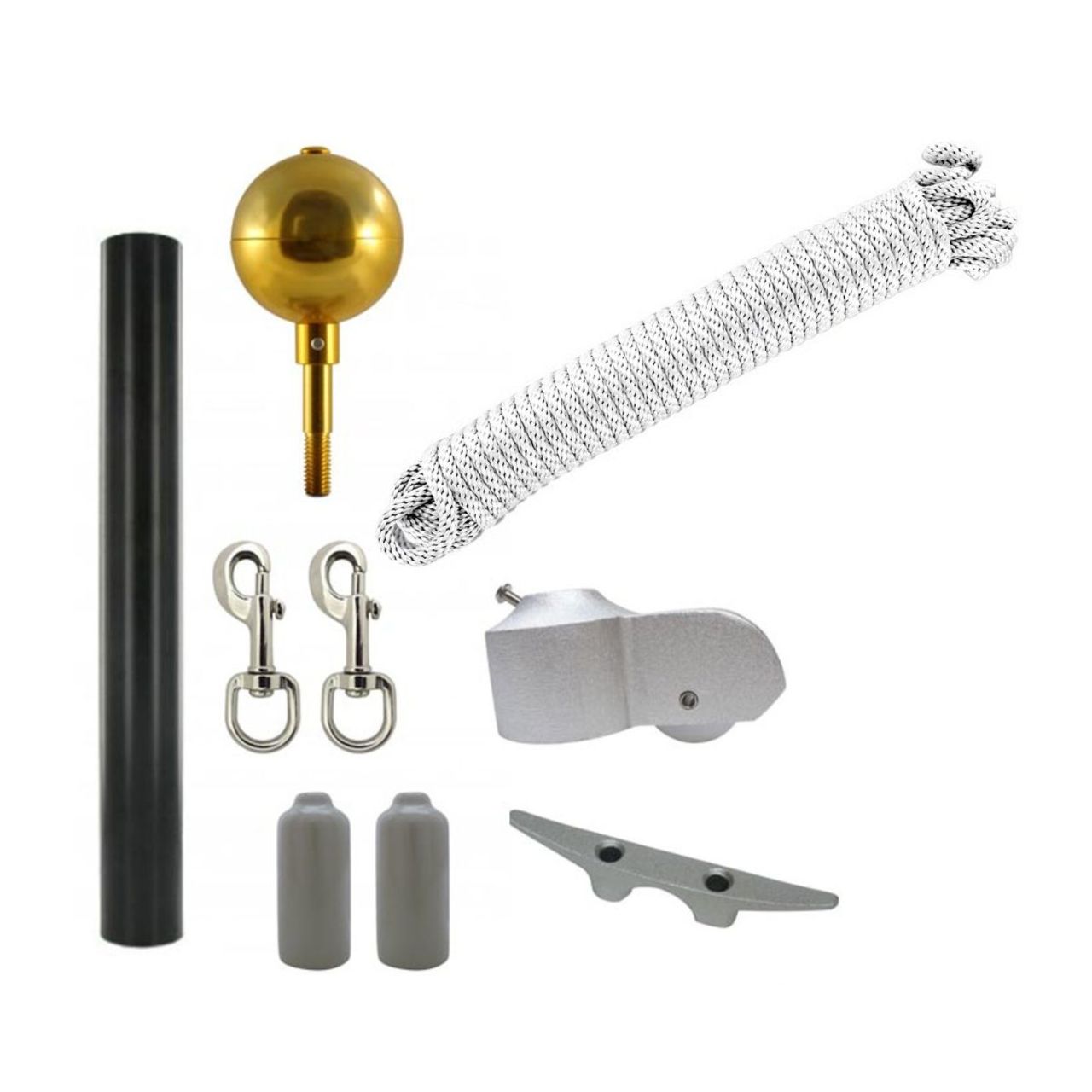 Super Tough 20ft Aluminum Sectional Heavy Duty  Residential Flagpole -  White Finish