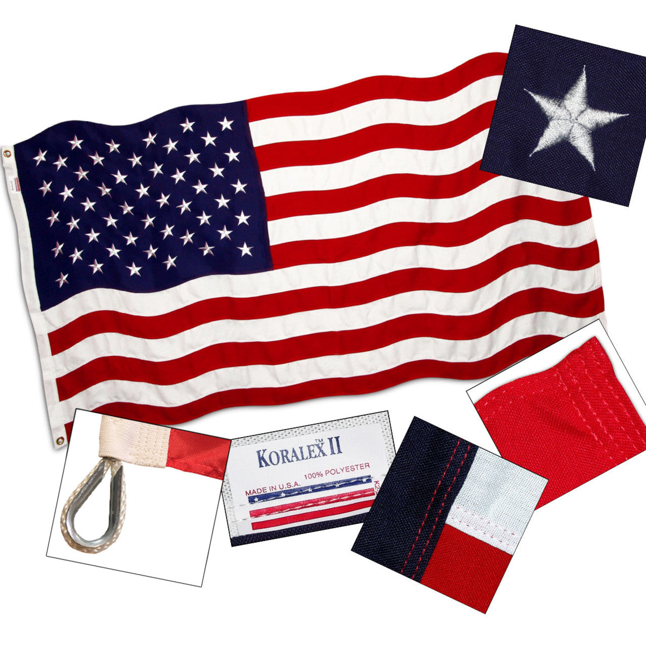 American Flag 10ft x 19ft Valley Forge Koralex II 2-Ply Sewn Polyester
