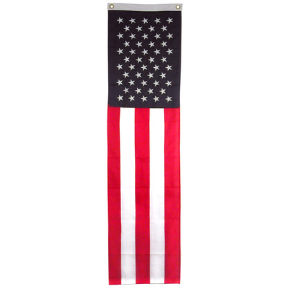 American flag banner with stars on a blue field and stripes on a white background