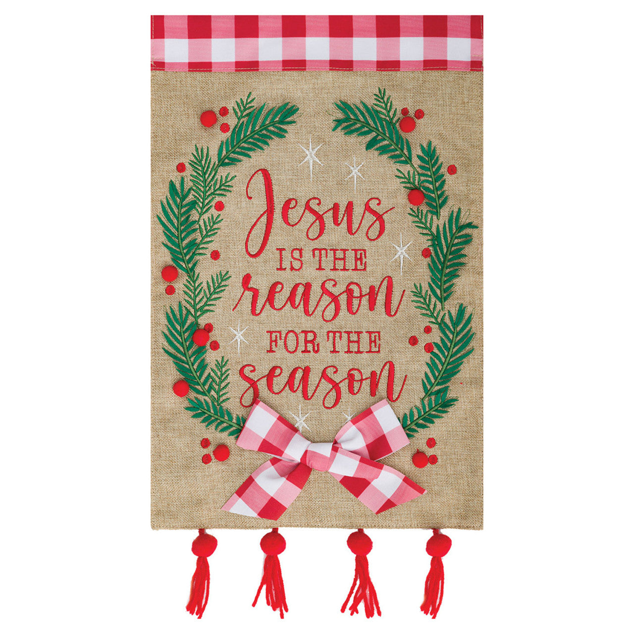 Reason for the Season Wreath Garden Flag - 12in x 18in