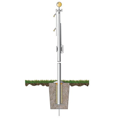 ECX35 Economy Extra Series 35ft 2 Sections Commercial Flagpole - .156in Wall Thickness - 6in Butt Diameter