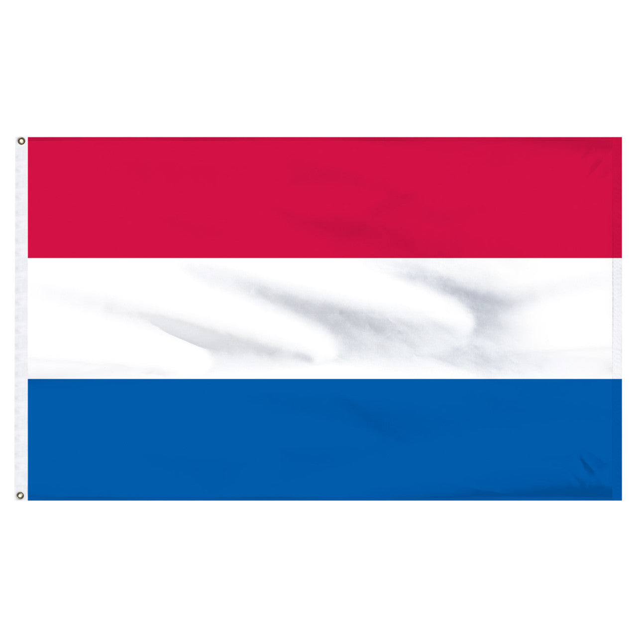 Flag with red, white, and blue horizontal stripes on a white background