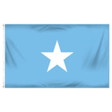 Somalian flag with a white star on a blue background