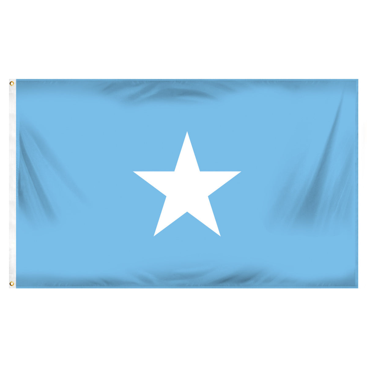 Somalian flag with a white star on a blue background