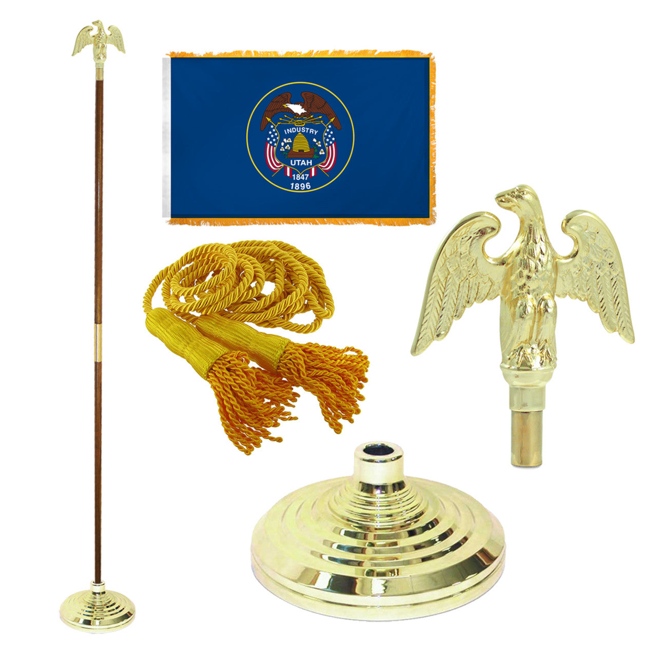 Super Tough Indoor Flagpole Kit with Nylon 3' x 5' Utah Flag