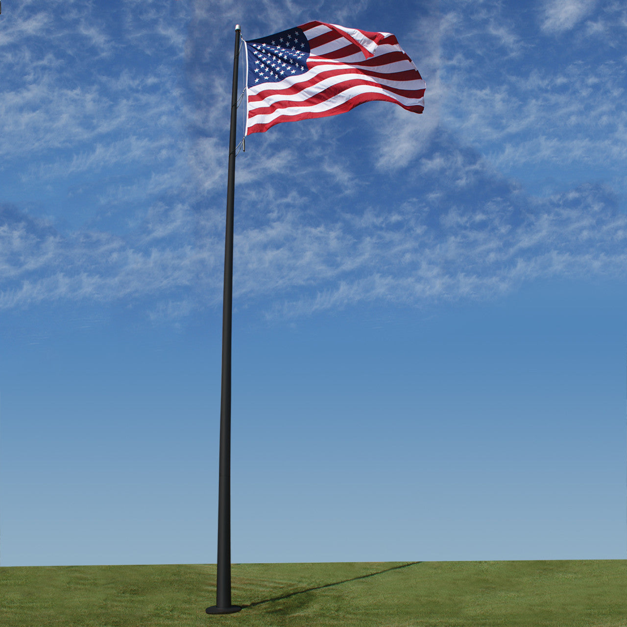 EC45IH Deluxe Internal Halyard Series 45ft 2 Sections Commercial Flagpole - .188in Wall Thickness - 8in Butt Diameter