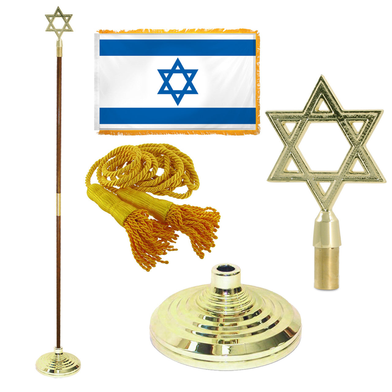 Super Tough Indoor Flagpole Kit with Nylon 3' x 5' Israel Flag