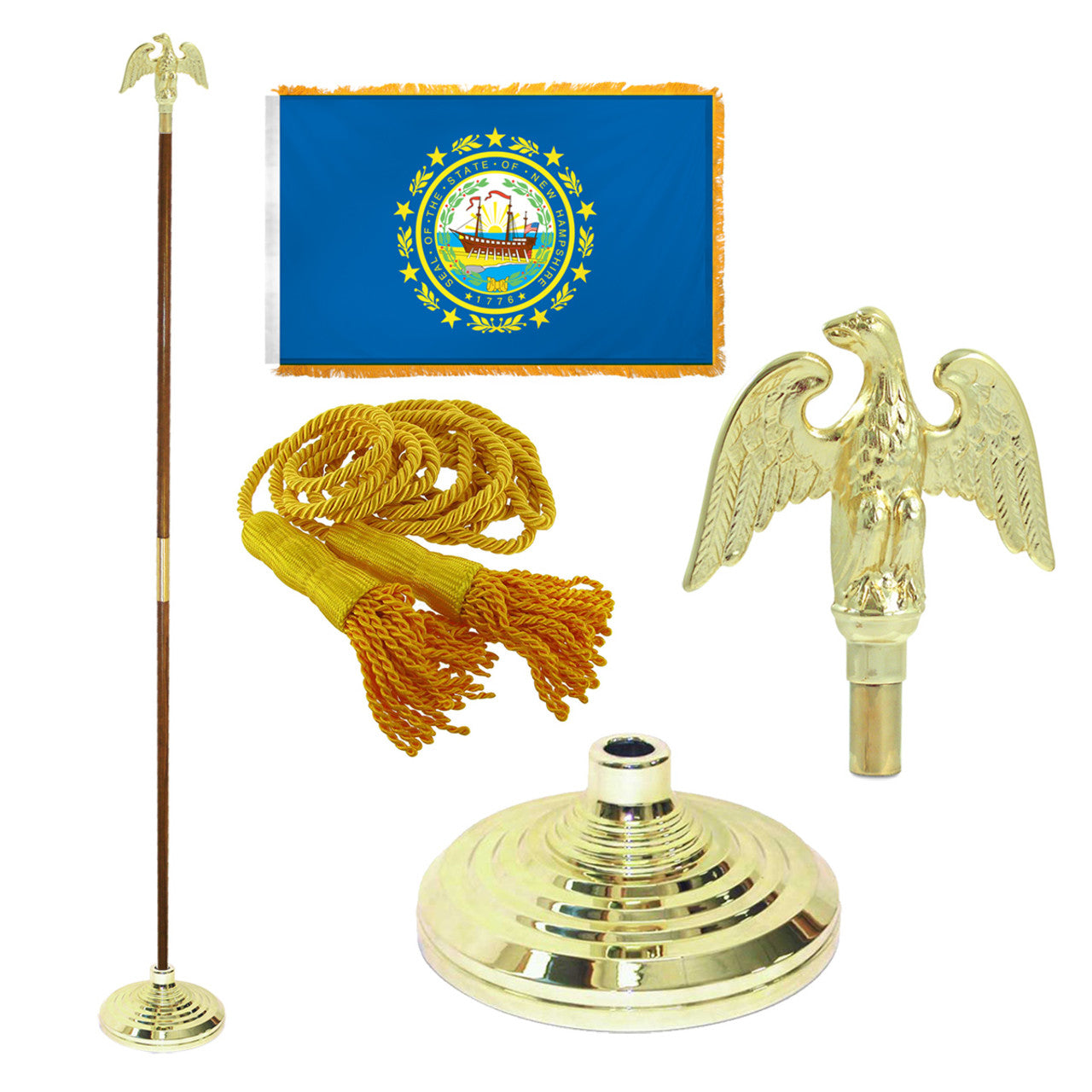 Super Tough Indoor Flagpole Kit with Nylon 3' x 5' New Hampshire Flag