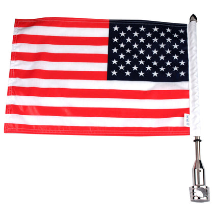 Stainless steel motorcycle flagpole and American flag