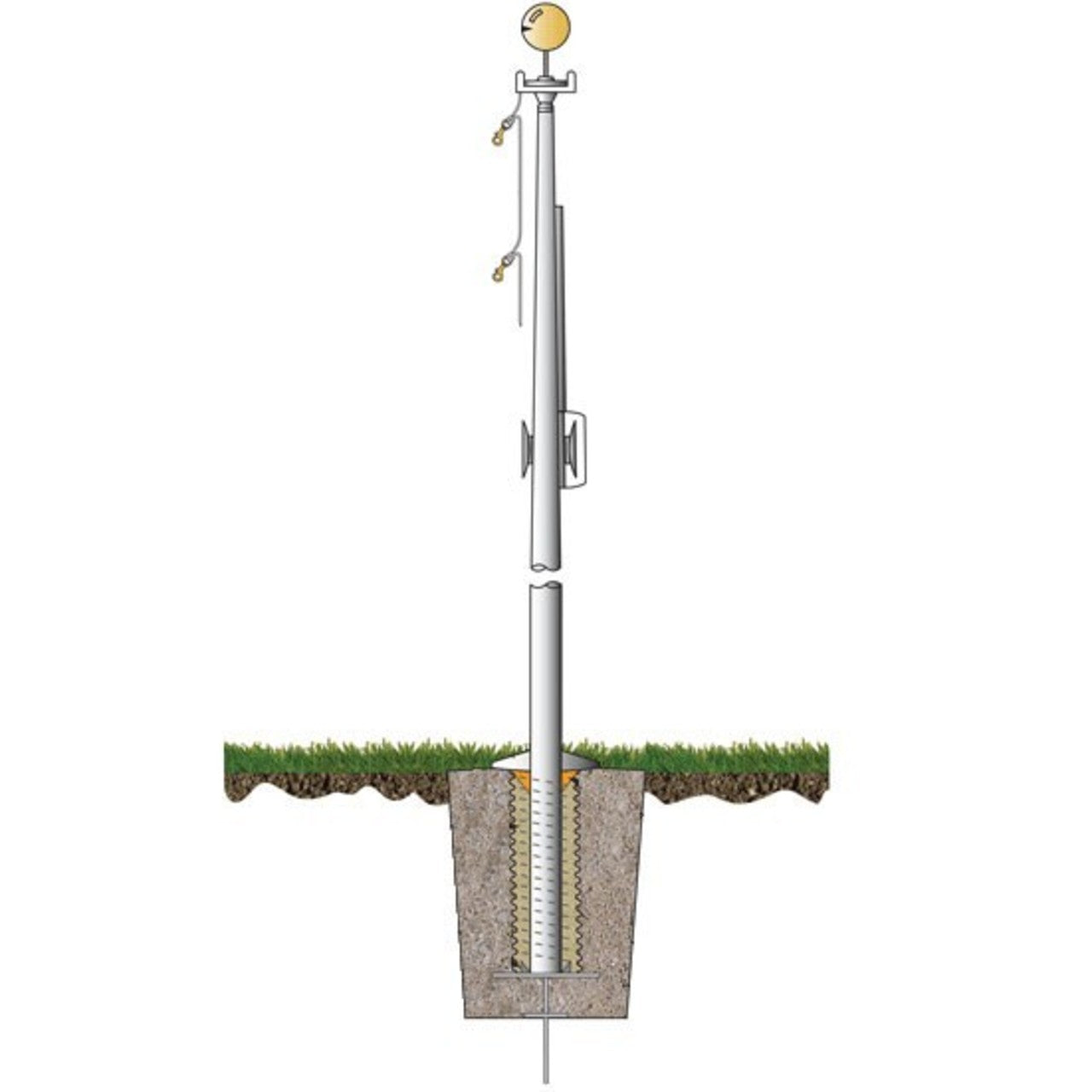 ECXA25 Atlas Series 25ft Commercial Flagpole - .156in Wall Thickness - 5in Butt Diameter