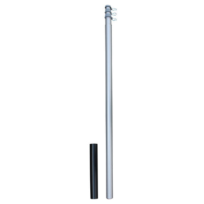 Metal pole with a black cap on a white background