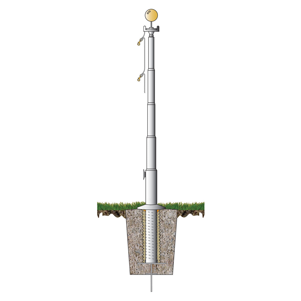Ground Set Diminishing Section Steel 120ft Flagpole