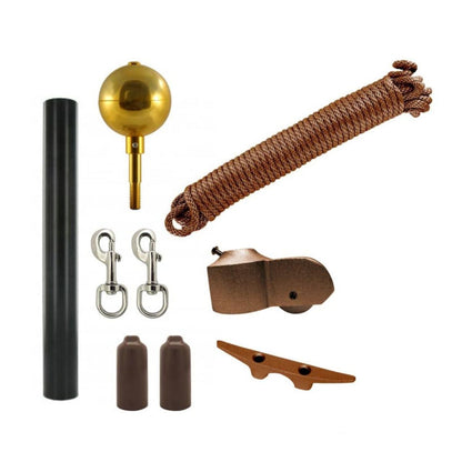 Super Tough 25ft 4 Sections Heavy Duty Residential Flagpole - Bronze