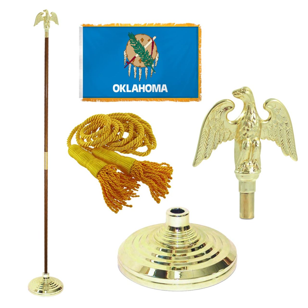 Super Tough Indoor Flagpole Kit with Nylon 3' x 5' Oklahoma Flag