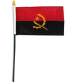 Flag of Angola with a red and black background and yellow emblem.