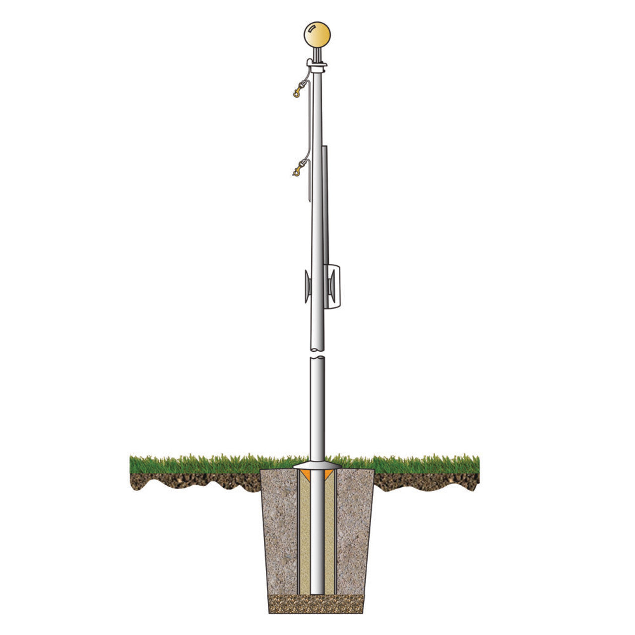 ECS35 Special Budget Series 35ft Commercial Flagpole - .156in Wall Thickness - 5in Butt Diameter