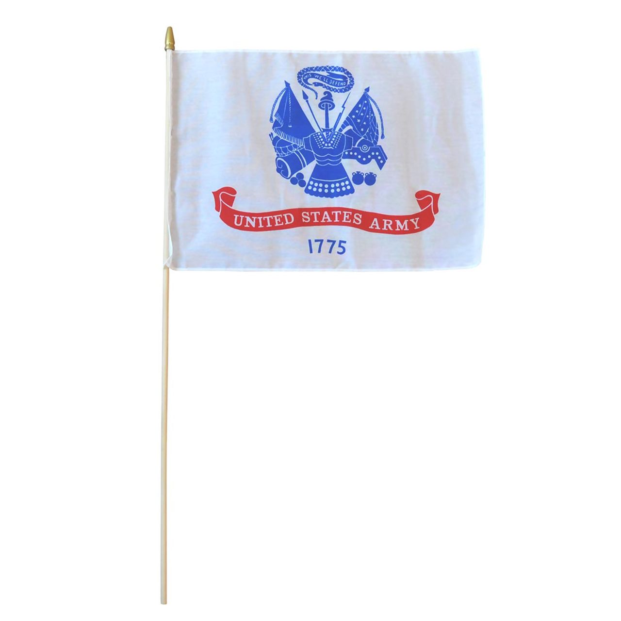 Valley Forge Polycotton 12" x 18" US Military Army Stick Flag - Mounted on 30" Wooden Stick - Made in USA