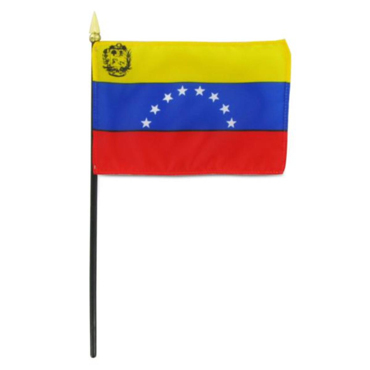 Venezuela 4in x 6in Stick Flag With Seal