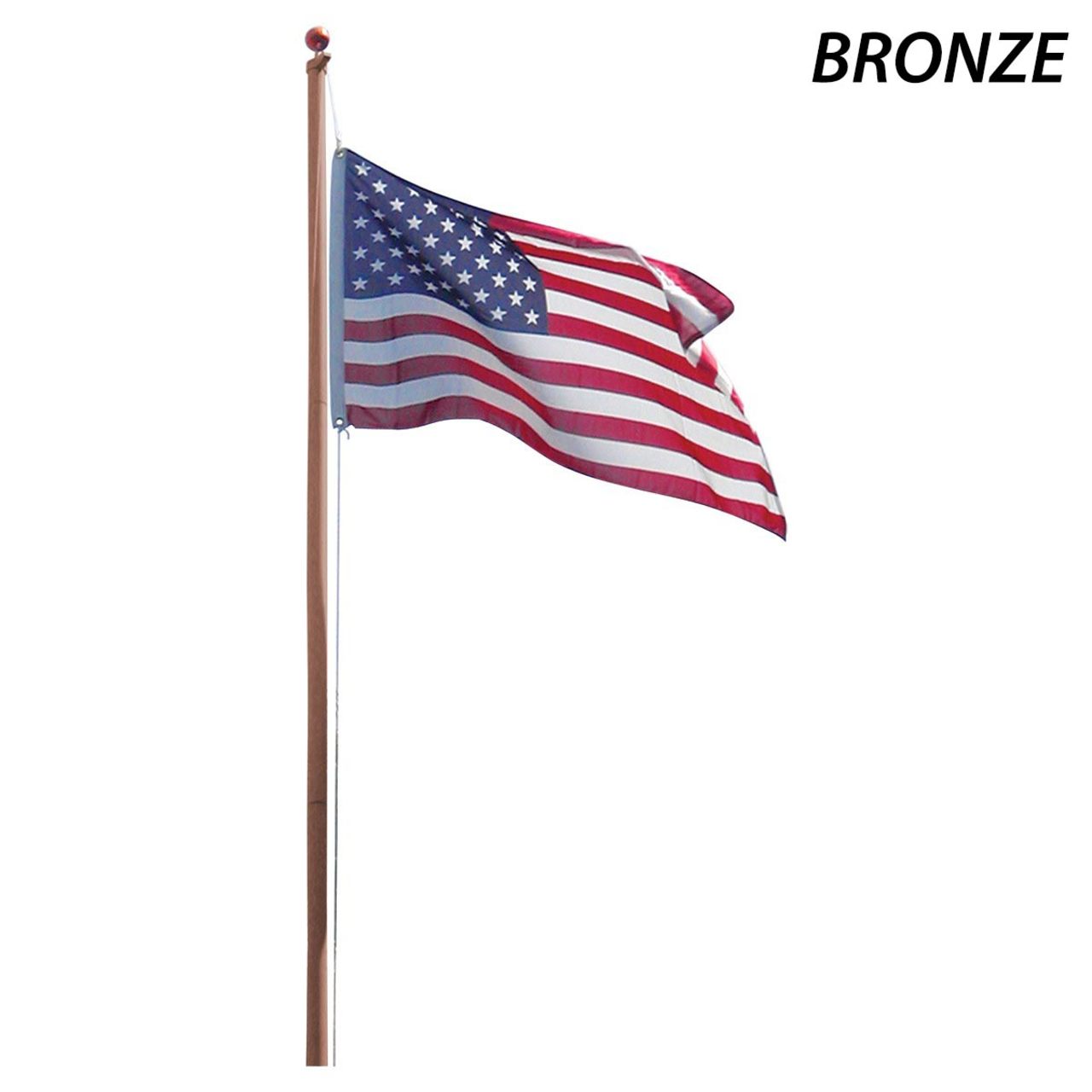 Super Tough 20ft Sectional Residential Flagpole  (Silver, White or Bronze )