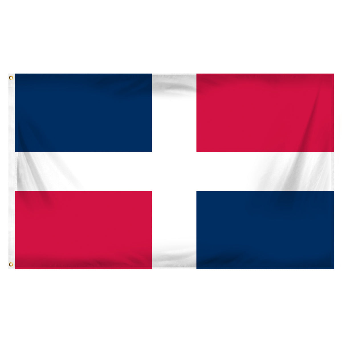 Dominican Republic flag with blue and red horizontal stripes on a white background
