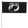 Black POW/MIA flag with white design on a white background
