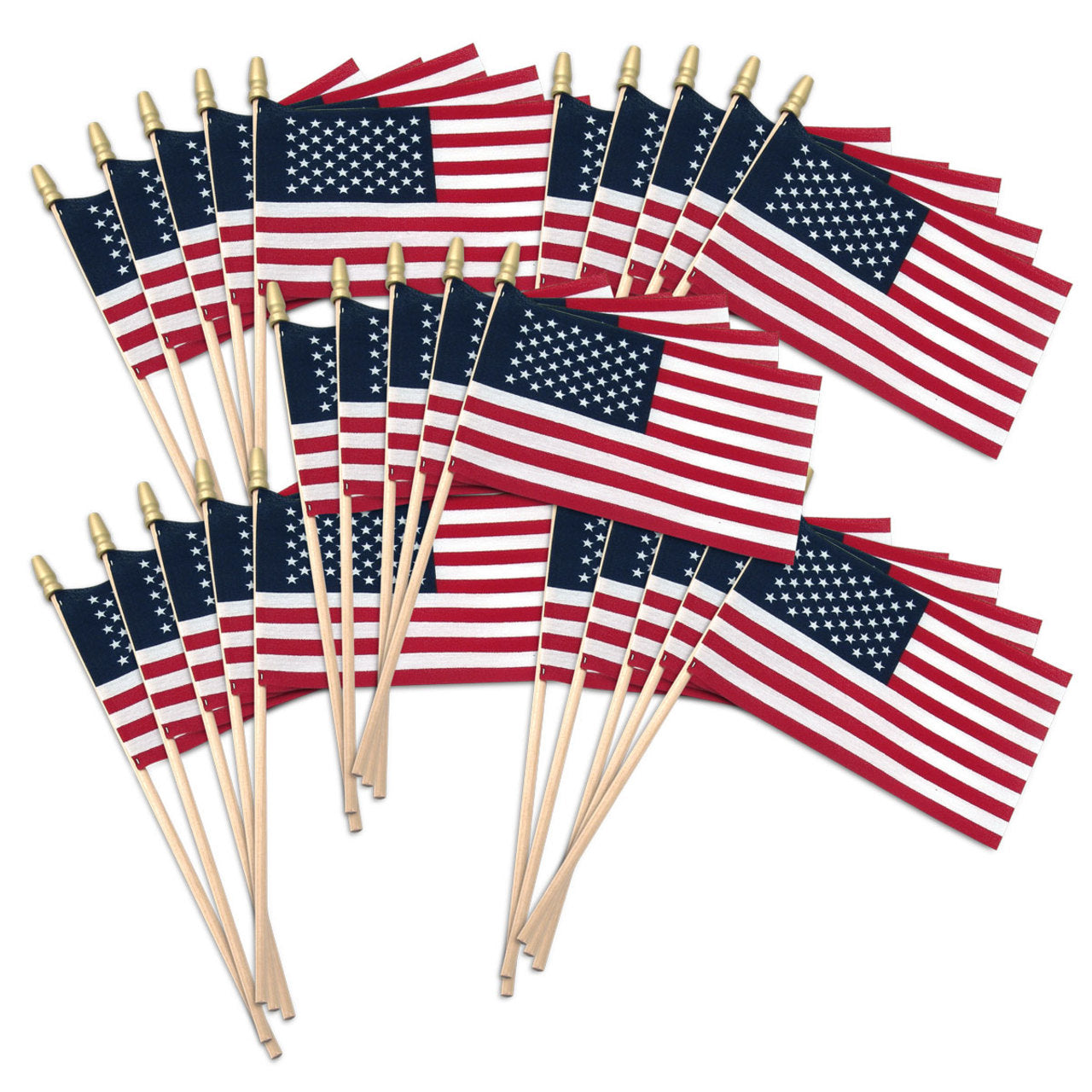 Super Tough 4"x6" Cotton US Stick Flag with Spear Tip - 25 Pack