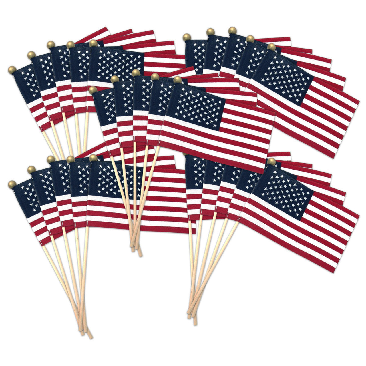 Super Tough 4"x6" Cotton US Stick Flag with Ball Tip - 100 Pack