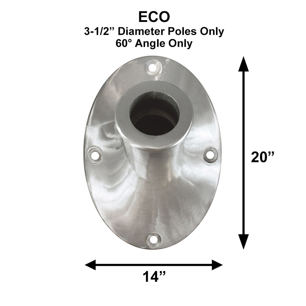ECO 12ft Outrigger Wall Mount Series Commercial Flagpole - .125 Wall Thickness - 3-1/2" Butt Diameter