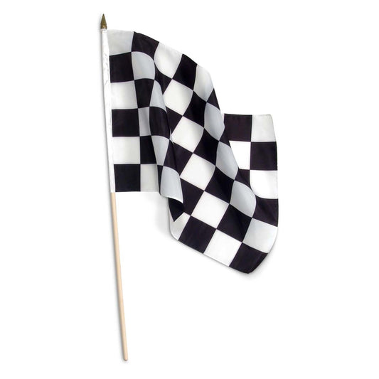 Checkered 12 x 18 inch Flag on Wooden Stick