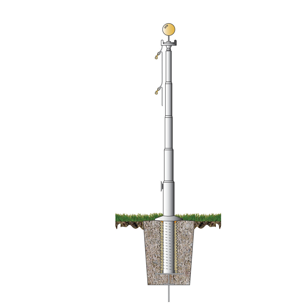Ground Set Diminishing Section Steel 90ft Flagpole