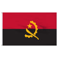 Flag of Angola with a red and black background and yellow emblem.