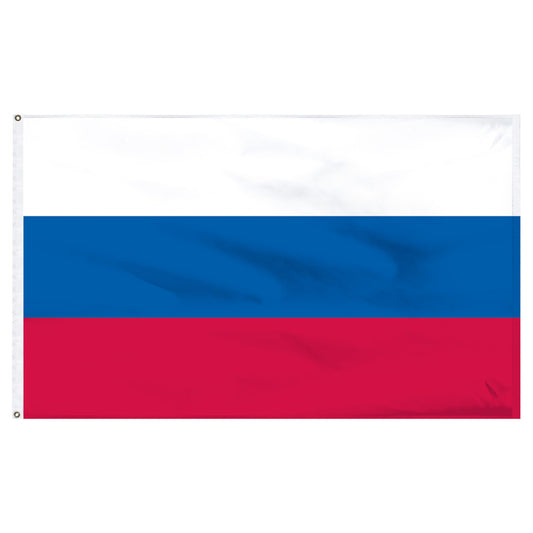Russian Federation flag with blue and red horizontal stripes on a white background