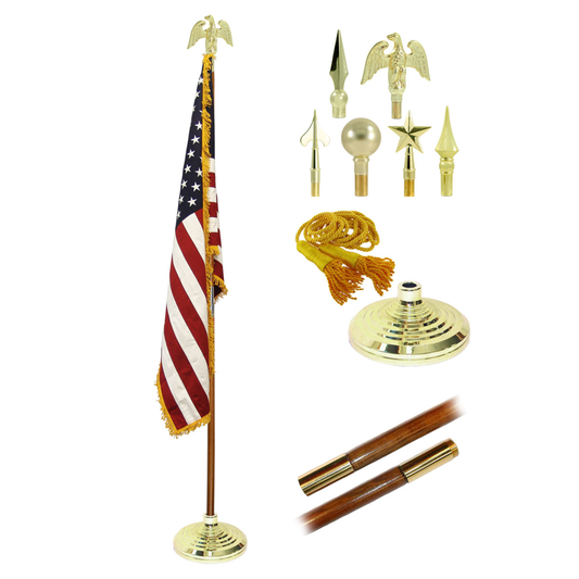 Super Tough Indoor Flagpole Kit with Nylon 3ft x 5ft American Flag