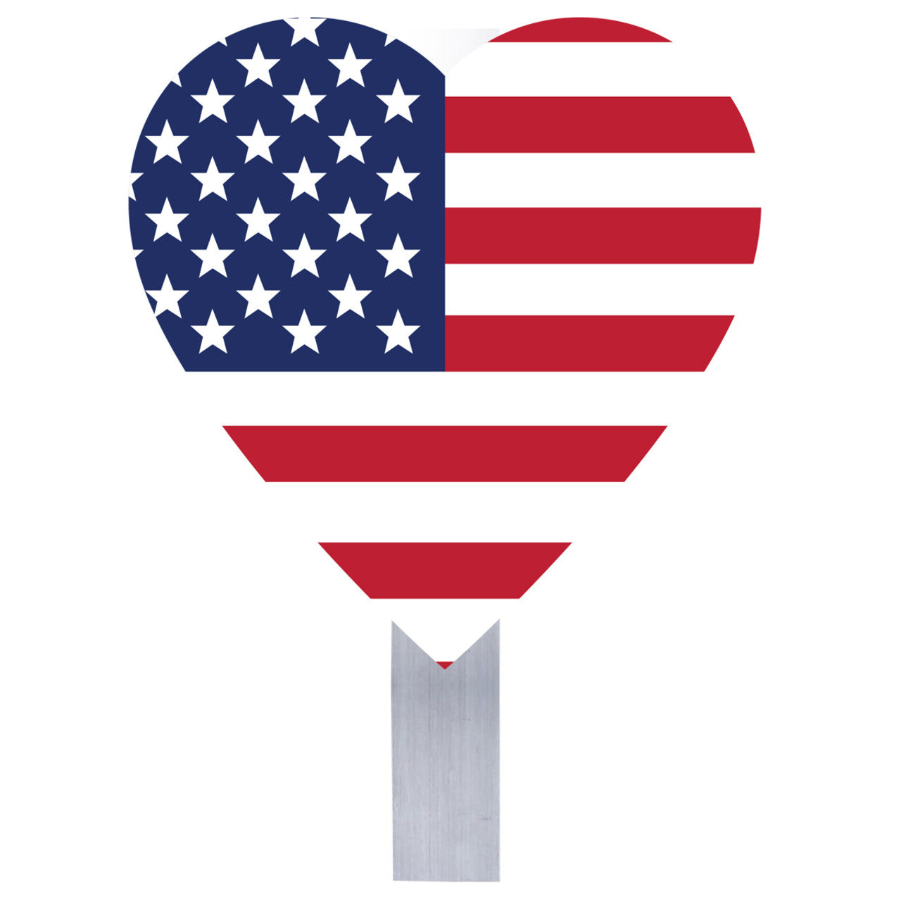 Flag Heart Silver Grave Flag Holder