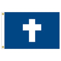 U.S. Yacht Club chaplain blue flag with a white cross on a white background