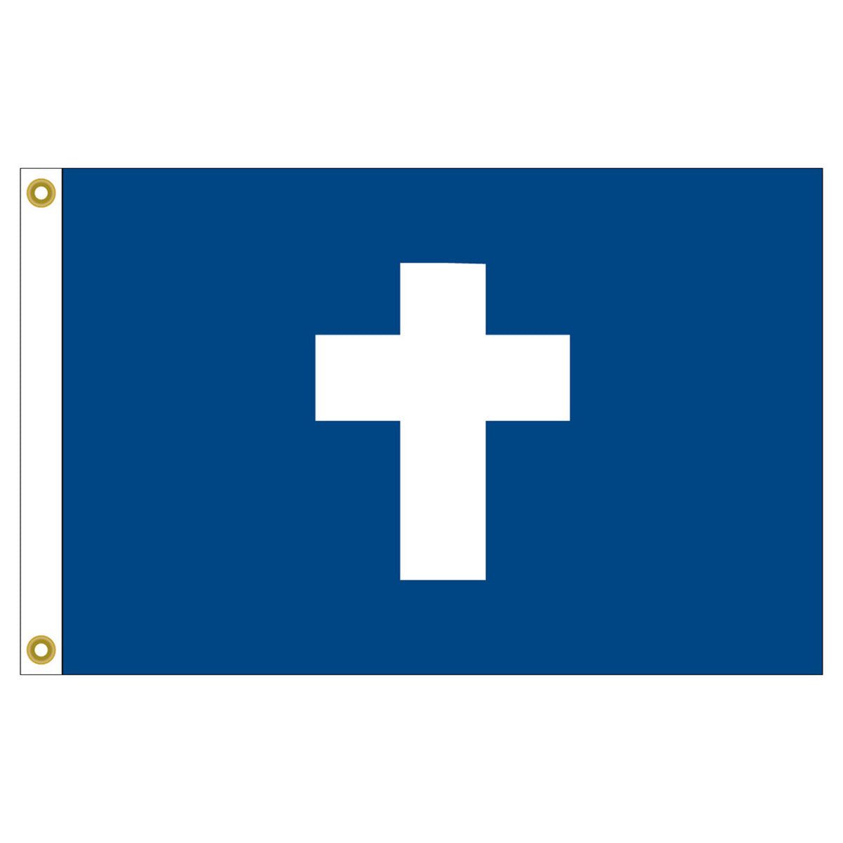U.S. Yacht Club chaplain blue flag with a white cross on a white background