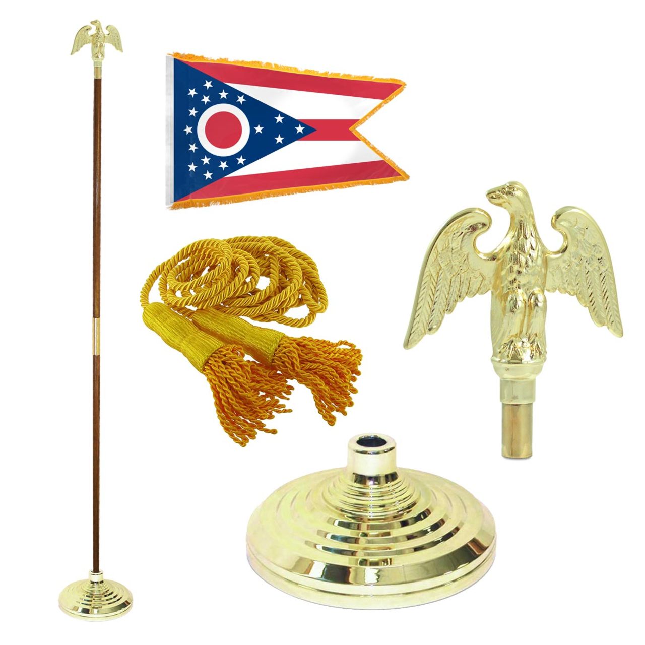 Super Tough Indoor Flagpole Kit with Nylon 3' x 5' Ohio Flag