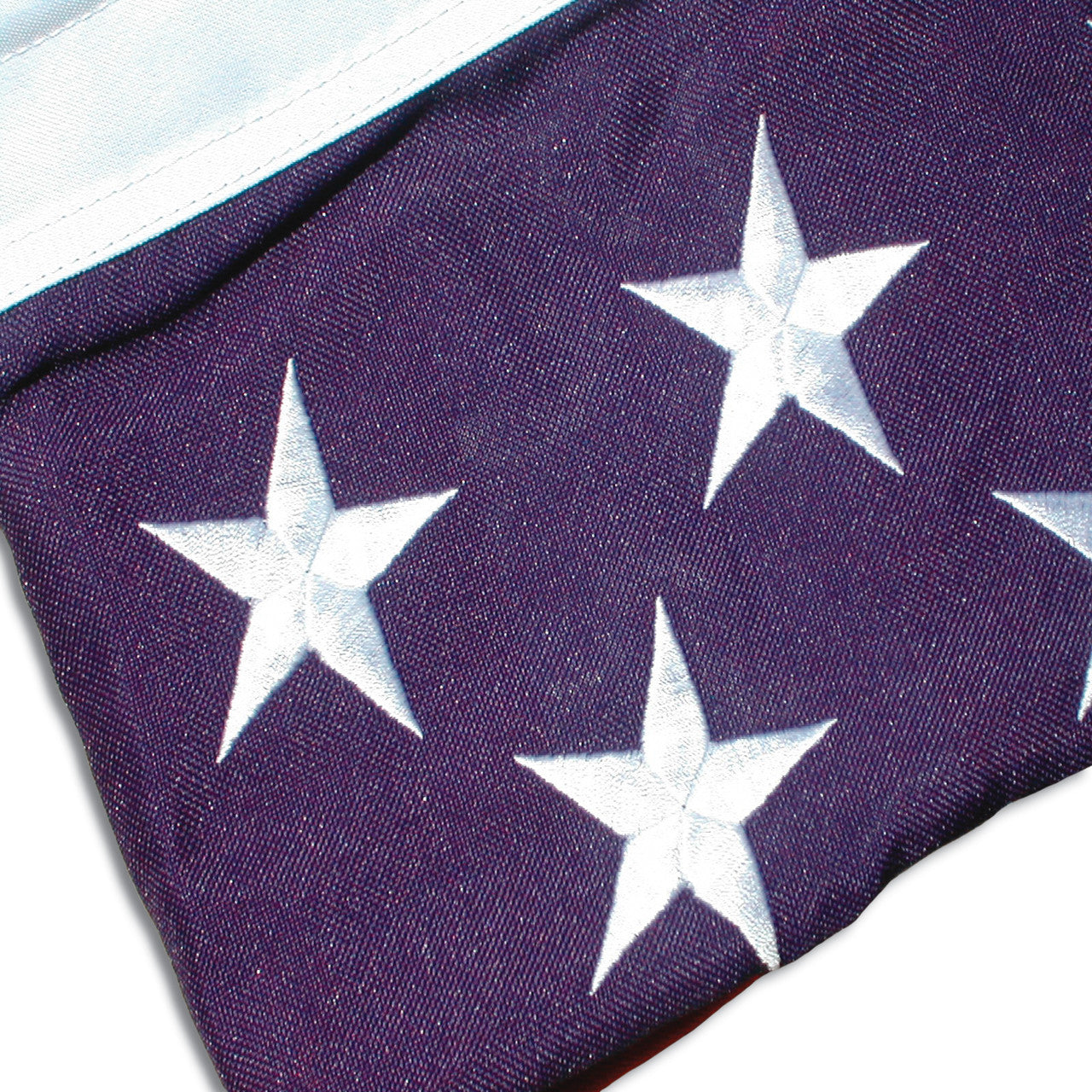 Navy blue fabric with white stars on a white background